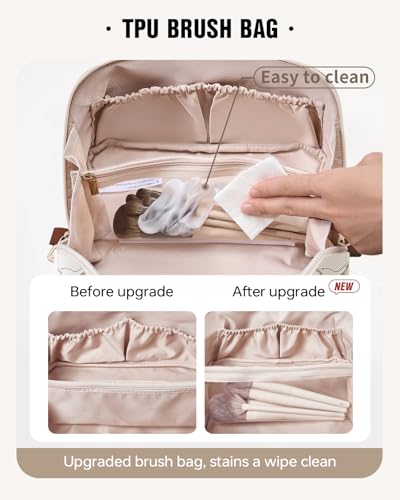 EACHY Travel Makeup Bag, Large Capacity Cosmetic Bags for Women, Waterproof Portable Pouch Open Flat Toiletry Bag Pattern Makeup Bag (F-Blue) - color: AF-Blue, size: Medium