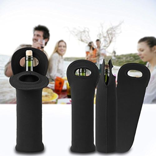 Wine Carrier Tote Bag, Insulated Wine Bag for Wine Bottle, Beer Bottle and Water Bottles, Neoprene Wine Carrier Tote Bag for Restaurant, Black & Purple - color: Black&Purple