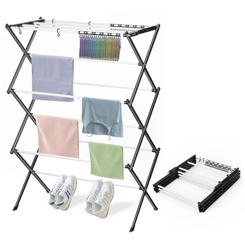 Foldable Drying Rack Clothing, Clothes Drying Rack Collapsible Indoor, Dryers for Laundry - 40" x 28.8" x 14.2", Space Saving Indoor&Outdoor, White-1pack - color: White