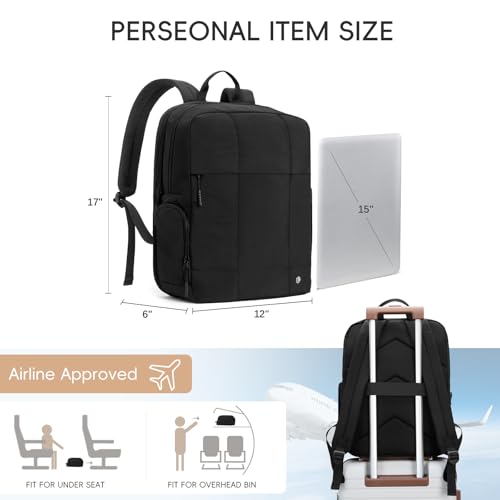 CLUCI Lightweight Travel Backpack Carry on Flight Approved, Puffy Gym Backpack with Shoe Compartment, Personal Item Travel Bag, 15.6 inch Laptop Backpack for Weekender Business - color: Soft Black
