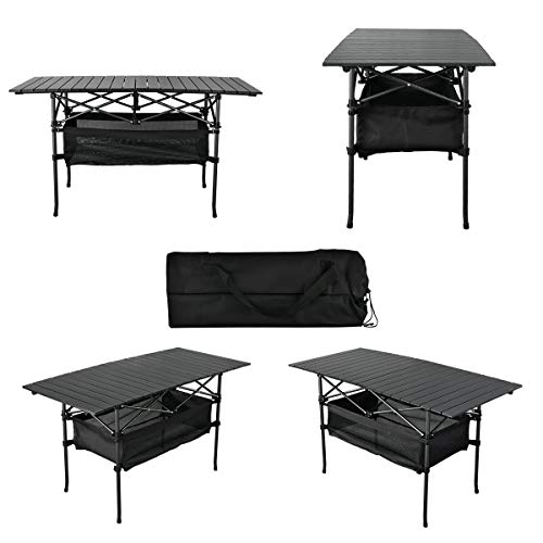 WUROMISE Lightweight Aluminum Folding Camping Table (47” x 21.65” x 26.7”), Portable Roll-Up Design for Outdoor, Camping, Beach, BBQ, Patio, and Picnic, Durable & Waterproof with Carrying Bag - size: Large