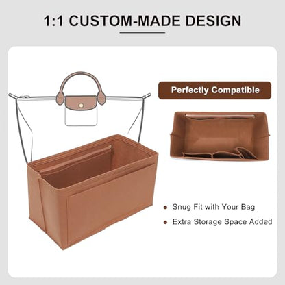 Purse Organizer Insert Compatible with Longchamp Le Pliage L Travel Bag, Brown/LB - color: Gold Brown, size: L Travel Bag