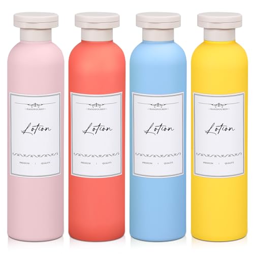 Travel Shampoo Bottle, Empty Plastic Squeeze Bottles 8.8oz with Flip Cap, Lotion Container for Toiletries Travel Size Shampoo and Conditioner - color: Orange+yellow +Pink+light Blue