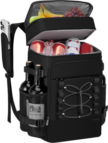 MIYCOO Cooler Backpack - 40 Cans Insulated Backpack Cooler for Men & Women, Portable 2 Leak Proof Compartments Coolers Bag for Beach Travel Picnic Lunch Hiking BBQ Camping - color: Black