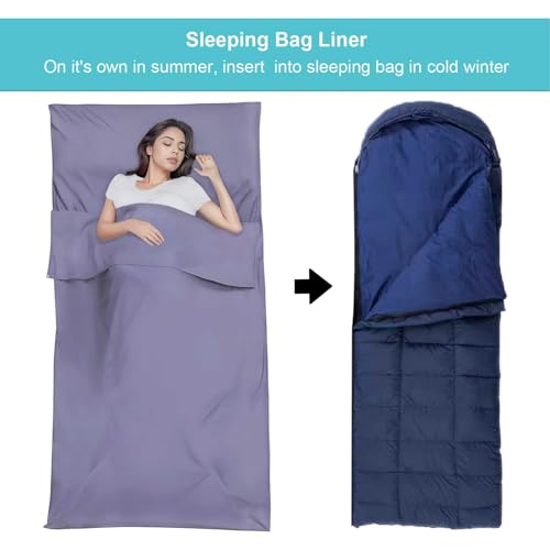 Sleeping Bag Liner,Travel Sheet & Adult Sleep Sack, Camping Sheets Travel Sleep Sack for Backpacking,Hotels & Hostels -Lightweight Single &Double Travel Sheet Camping Sheets - color: Single Lavender
