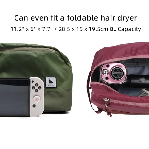 Travel Toiletry Bag 8L, Large Packing Cube with Waterproof TPU Wet/Dry Compartment - color: Medium Olive, size: 8L