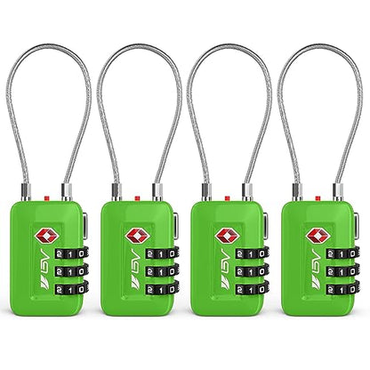 TSA Accepted Luggage Travel Lock, Set-Your-Own Combination Lock for School Gym Locker, Luggage Suitcase Baggage Locks, Filing Cabinets, Toolbox, Case(Green, 4 Pack) - color: Green, size: 4 Pack