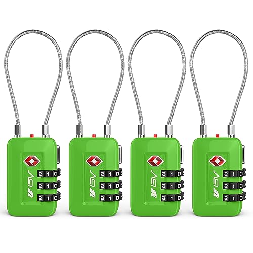 TSA Accepted Luggage Travel Lock, Set-Your-Own Combination Lock for School Gym Locker, Luggage Suitcase Baggage Locks, Filing Cabinets, Toolbox, Case(Green, 4 Pack) - color: Green, size: 4 Pack