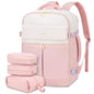 LOVEVOOK 40L Large Travel Backpack for Women, Flight Approved, Waterproof, TSA Compliant, Fits 17.3'' Laptop, 17 Pockets, 3 Packing Cubes - color: Beige-pink, size: 40L-17.3 Inch-4Pcs