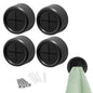 S&T INC. Round Adhesive Push Towel Hooks for Kitchen, Hand and Dish Towels, Matte Black, 4 Pack - color: Matte Black