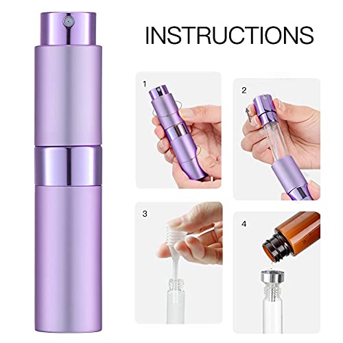 LISAPACK 8ML Atomizer Perfume Spray Bottle for Travel, Empty Refillable Cologne Dispenser, Portable Sprayer (Purple) - color: Purple