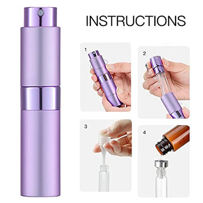 LISAPACK 8ML Atomizer Perfume Spray Bottle for Travel, Empty Refillable Cologne Dispenser, Portable Sprayer (Purple) - color: Purple