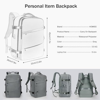 HOMIEE Travel Laptop Backpack for Men Women, Personal Item Carry On Bag, Dry Wet Separation, Weekender Business Hiking Camping College Bag, Mochila de Viaje, Grey - color: Grey, size: X-Large