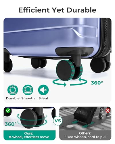 BAGSMART Carry On Luggage 22x14x9 Airline Approved with Spinner Wheels,Lightweight 20 Inch Luggage with TSA Lock,Expandable Hard Shell Carry On Suitcases for Men Women,Slate Blue - color: Slate Blue