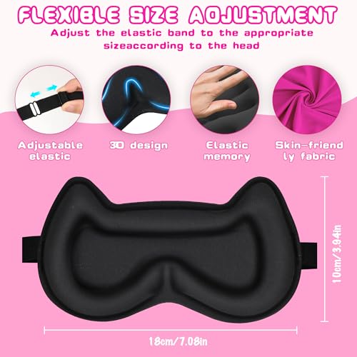 Kids Sleep Mask Eye Mask: 3D Contoured Cup Sleeping Masks, Blindfold with Adjustable Strap, Kids Eye Cover for Boys, Girls, Teens, Pressure-Free with Memory Foam Face Mask for Sleeping (Rose Red) - color: Rose Red
