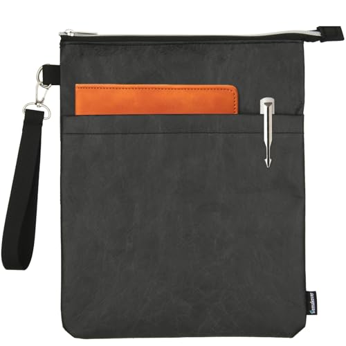 Book Sleeves with Zipper, Travel Book Waterproof Protector Pouch for Hardcover Books, Book Covers Bags Carry Case/Front Pocket & Handle Strap for Book Lovers Mother's Day Readers, Tyvek Paper, 1 Piece - color: Black Tyvek Paper, size: 1 Pc