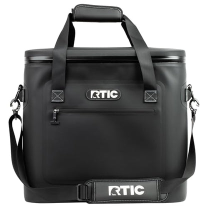 RTIC Ultra-Tough Soft Cooler 50 Can, Insulated Bag Portable Ice Chest Box for Lunch, Beach, Drink, Beverage, Travel, Camping, Picnic, Car, Trips, Floating Cooler Leak-Proof with Zipper - color: Black