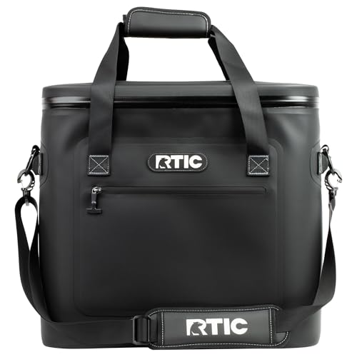 RTIC Ultra-Tough Soft Cooler 50 Can, Insulated Bag Portable Ice Chest Box for Lunch, Beach, Drink, Beverage, Travel, Camping, Picnic, Car, Trips, Floating Cooler Leak-Proof with Zipper - color: Black