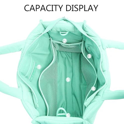 Quilted Crossbody Bags for Women,Puffer Weekender Overnight Bag,Purse Handbag Organizer,Small Tote Bags Shoulder Bag - color: Mint Green