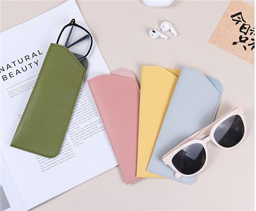 YYaaloa Soft Leather Glasses Sunglasses Cases 7x3 Inch PU Leather Travel Glasses Pouch for Women Men Kids - color: 4 Different Light Color