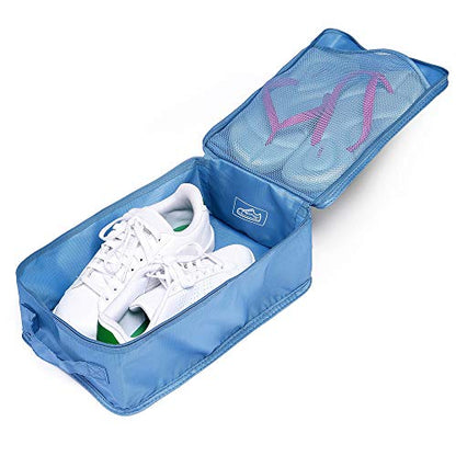 Travel Shoe Bags, Foldable Waterproof Shoe Puches Organizer-Double Layer (Sea Blue2) - color: Sea Blue, size: 2 Packs