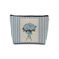 Blue Hydrangea Makeup Bag, Coquette Blue Bow Floral Cosmetic Bags Gifts for Women, Preppy Girly Striped Portable Travel Toiletry Bag Zipper Makeup Pouch - color: Flower two
