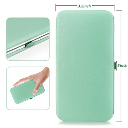 Teamkio 18pcs Manicure Set Pedicure Nail Clippers Set Travel Hygiene Kit Stainless Steel Professional Cutter Care Set Scissor Tweezers Knife Ear Pick Tools Grooming Kits with Leather Case - color: Green