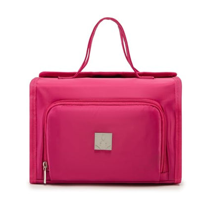 ROYALFAIR Roll Up Makeup Bag, Waterproof Toiletry Bag for Women, Hanging Travel Organizer bags with Jewelry Organizer Compartment, Extra Large 4 Clear TSA Approved Pouches Cosmetic Makeup (pink) - color: Pink