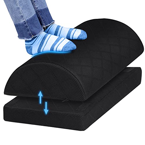 CushZone Foot Rest,Desk & Gaming Accessories,Foot Rest for Under Desk at Work,Comfortable Footrest with 2 Adjustable Heights & Removable Cover, Office Desk Accessories（Black-20 in） - color: Black, size: X-Large