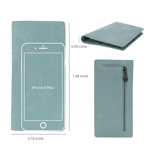 Bveyzi Ultra Slim Thin Leather RFID Blocking Credit Card Holder Bifold Clutch Wallets for Women - color: Purist blue