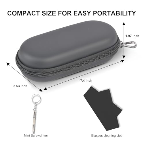 Double Glasses Case,Dual Eyeglasses & Sunglasses Organizer with Clip Zipper Closure for Travel 2 Pairs Storage Box - color: Black