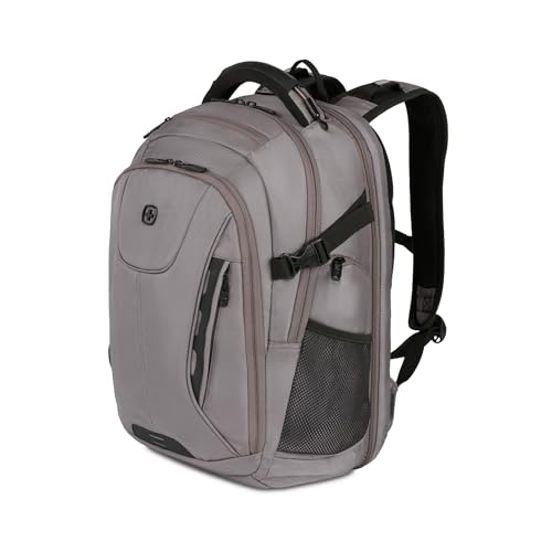 SwissGear Travel Tech Elite Laptop Backpack – Fits Laptops up to 16” – ScanSmart TSA-Friendly Backpack with USB Port, Shoe Compartment & Organizer Pockets – Grey Ballistic - color: Grey Ballistic, style: Travel Tech Elite