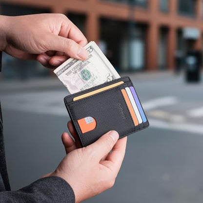 Buffway Slim Minimalist Front Pocket RFID Blocking Leather Wallets for Men and Women - Galaxy Black - color: Galaxy Black