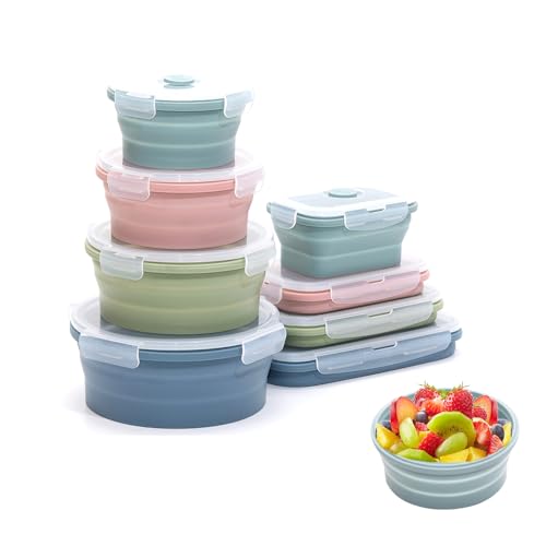 Collapsible Silicone Food Storage Container Set (INDIGO) - color: INDIGO