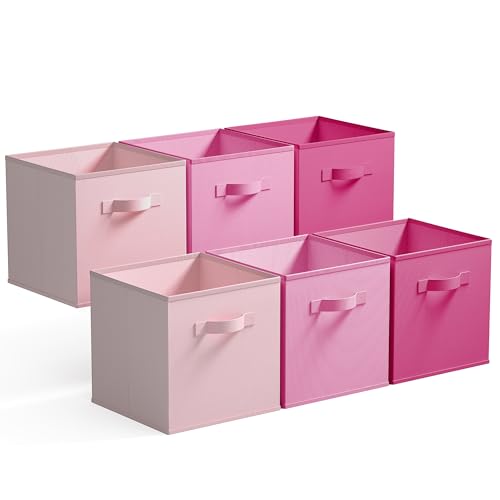 GRANNY SAYS Pink Gradient Cube Storage Bins, 11 Inch Cube Storage Organizer, Fabric Collapsible Storage Bins with Handle, Storage Cubes for Shelves, Closet, 6-Pack - color: Pink Gradient, size: 11 Inch-6 Pack