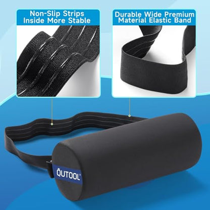 QUTOOL Lumbar Roll, Lumbar Support Pillow for Office Chair with Non-Slip Wider Strap, Back Pain Relief & Posture Improvement, Washable Cover, Office Desk & Car Accessories, Medium Soft - color: Medium Soft-lumbar Roll/Black