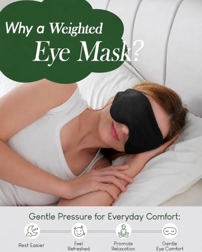 Sivio Weighted Eye Mask for Women & Men, Heatable and Freezable Weighted Eye Pillow with Silica Beads & Adjustable Strap, Soft Breathable Cotton Eye Cover for Sleeping Faster and Better, Black - color: Black