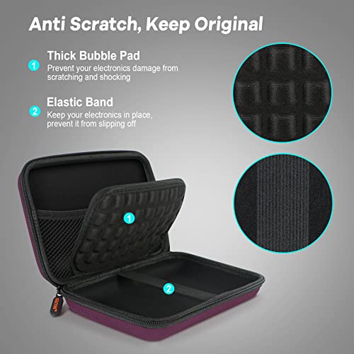 Shockproof Hard Shell Carrying Case, 2 Colors | Larger Capacity Storage Pouch, For GPS, External Hard Drive, Power Bank, Charger, Cable - color: Z Black and Deep Purple
