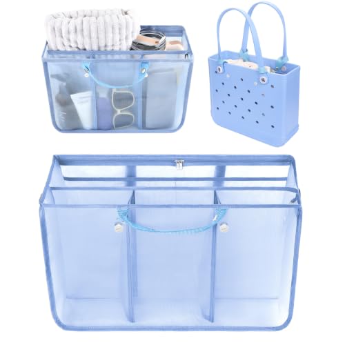 OUTXE Beach Bag Organizer Compatible with Baby Bogg Bag Accessories Inserts, Lightweight Mesh Insert Divider Pouch for Small Bogg Bags, Beach Tote Bags Insert for Organizing - color: #8-Light Blue, size: Medium