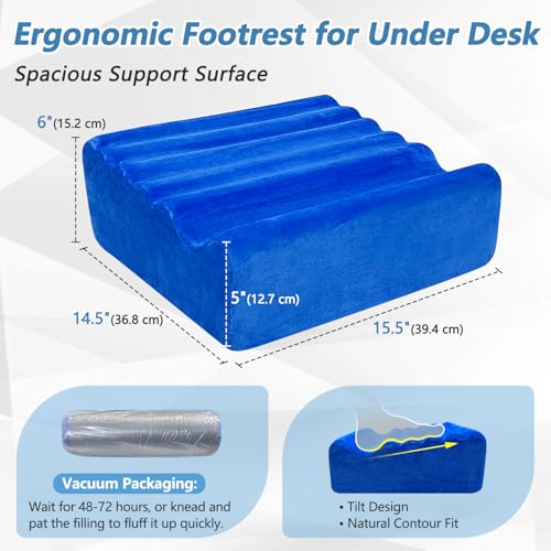 Underdesk Foot Rest for Office Under Desk at Work, Ergonomic Footrest Stool Massage Leg Rest Elevation Cushion for Couch Computer, Feet Support Foam Elevator Footstool Pillow