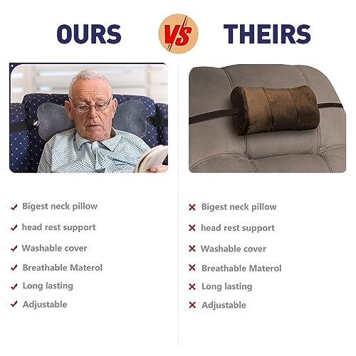 Recliner Headrest Pillow, Head Pillow for Recliner Chair, Sofa, Couch Neck Pillow,Pain Relief Bone Pillow for Sleeping with Adjustable Strap - color: Dark Grey