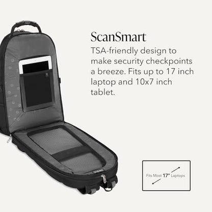 SWISSGEAR 1900 ScanSmart Laptop Backpack, Fits Most 17-Inch Laptops, TSA-Friendly Lay-Flat Design, RFID Protection, and Tablet Pocket, Black, 31L, 18.5-Inch - color: Black