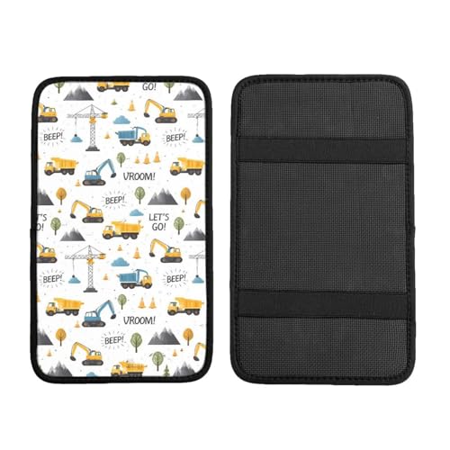 Cute Cars Truck Tractor Excavator Car Handrail Box Cushion Interior Decor Armrest Cover Accessories 12.6 X 7.5 in - color: Cute Cars Truck Tractor Excavator