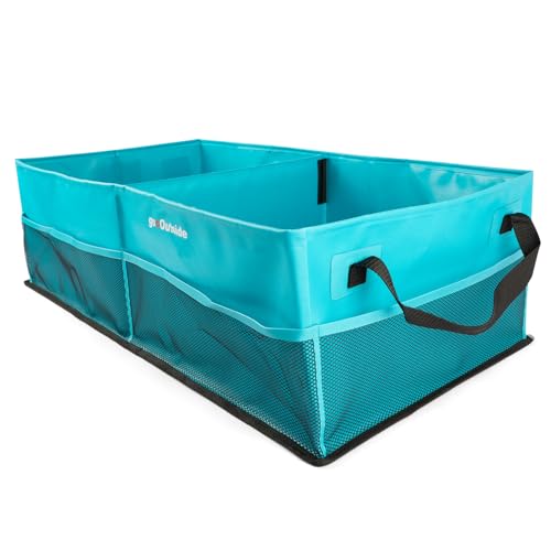 Collapsible Car Trunk Organizer with Waterproof PVC Liner,Heavy Duty Cargo Storage with Handles & Mesh Pockets for Groceries, Camping, Travel, Sports | PLUS 74L Green - color: Green, size: Large