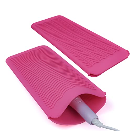 2PCS Silicone Heat Resistant Mat Pouch for Hair Straightener, Curling Iron, Flat Iron and Hot Hair Tools Pink 2 Pack - color: Pink, size: 2 Pack