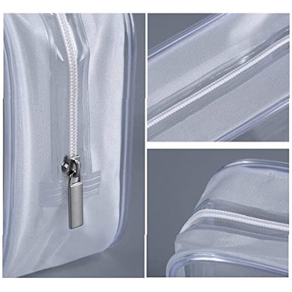 BEFORYOU 6 Pack Clear Toiletry Carry Pouch with Zipper Portable Plastic Waterproof Cosmetic Bag TSA Approved for Vacation Travel Bathroom and Organizing (White, Small and Large) - size: Small and Large bags