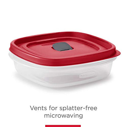 Rubbermaid 16-Piece BPA-Free Plastic Food Storage Set, Red Vented Lids - Microwave, Dishwasher Safe: Perfect for Meal Prep, Leftovers, and Kitchen Organization - size: 16-Piece