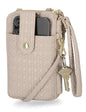 Mundi Jacqui RFID Crossbody Wallet for Women, Vegan Leather Small Travel Handbag with Phone Holder, Compact Organizer with Card Slots and Adjustable Strap, Vacation Purse in - color: Oatmeal