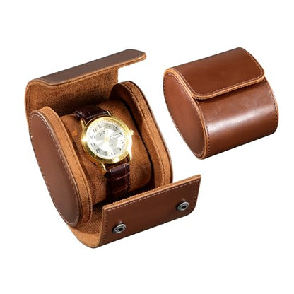 ROSELLE Single Watch Case for Men and Women with Suede Lining - Watch Roll Travel Case - Storage Organizer and Display(Brown-1) - color: Brown-1