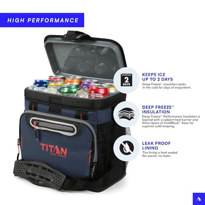 Titan by Arctic Zone Deep Freeze Cooler - Zipperless Hardbody Cooler - Deep Freeze Insulation, HardBody Liner, and SmartShelf - color: Navy Blue, size: 16 Can